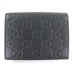 極美品□GUCCI グッチ 410120 グッチシマレザー 二つ折り財布 コンパクトウォレット カードケース 札入れ ブラック イタリア製 メンズ