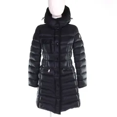 美品△MONCLER モンクレール HERMINE エルミンヌ ロゴワッペン フード付き  ダウンコート ブラック 00 レディース 美シルエット◎