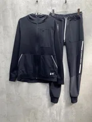 UNDER ARMOUR アンダーアーマー UAアーマーニット フードジャケット ジョガーパンツ ジャージ上下 セットアップ sizeMD/黒 ■■◎メンズ
