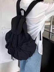 バッグ レディース バックパック 2025年新作 大容量 巾着 プリーツ カジュアルバックパック、実用的な学生用ブックバッグ(レディース)、複数の色展開、洗浄ナイロン素材、スクールバッグ、学校用バックパック、新学期