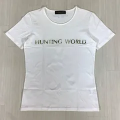 【イタリア製】HUNTING WORLD ハンティングワールド プリント Tシャツ サイズ40  ホワイト 着丈58cm 肩幅37.5cm 身幅(脇下)42.5cm 袖丈18cm【古着】のサムネイル