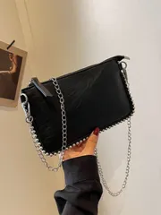 バッグ レディース ショルダーバッグ 2024年新作 ファッションクラシックY2Kリベット パッチワーク レオパード柄クラッチバッグ、ショッピングに適し、ショルダーバッグとしても使用可能(ブラック)