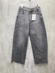 新品 mily bilet ミウィビレット クラシカルエルフ オーロラストーン付き ヴィンテージライク カーブ デニムパンツ ワイド sizeXL/ブラック ■■ レディース