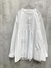 BONJOUR SAGAN ボンジュールサガン プリーツ切替 バンドカラー ブラウス シャツ ホワイト ■◇ レディース