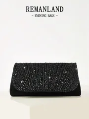 バッグ レディース クラッチバッグ ラインストーン装飾 チェーンバッグ、マグネット式クロージャー、エレガントでファッショナブルなパーティークラッチ、女性の誕生日パーティーに最適、魅力的な夕方用ショルダーバッグ