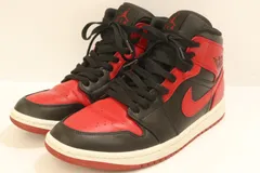 【中古】 NIKE メンズスニーカー 26.5cm AIR JORDAN 1 MID BRED NIKE 26.5cm 黒 ブラック 赤 レッド