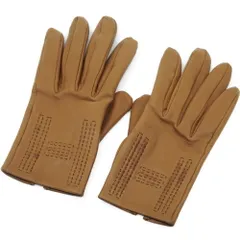 【栄】エルメス レザー グローブ 手袋 #7 ブラウン ロゴ 小物 その他 箱のサムネイル