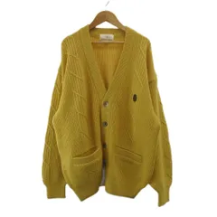 トラサルディ TRUSSARDI カーディガン L 黄 イエロー Vネック 編み柄 長袖 /PP ■ECE004