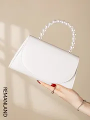 バッグ レディース ドレスバッグ 上品で魅力的なパールクラッチバッグ、フラップデザインが洗練されたゴージャスな仕上がり、カクテルパーティーやイブニングバッグ、ショルダーバッグ、クロスボディバッグとして使えます。メタ