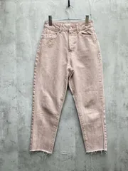 ZARA ザラ コットン100% カットオフ加工 ストレート デニムパンツ size32/ピンク  ■◇ レディース