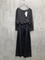 新品 PREFERIR プレフェリール 袖ドット チュール ワンピース 結婚式 お呼ばれ ドレス ウエストリボン size40(L)/ブラック  ■◆◎レディース