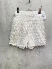新品 ECREL エクレール フリンジ ショート パンツ ハイウエスト フェミニン sizeF/ホワイト ■◆ レディース
