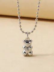 ジュエリー レディース ネックレス 1個 かわいらしい滑らかなクマのネックレス、おもしろいデーモンコウモリのペンダント付き、女性の日常着、パーティー、休日の装いに適しています