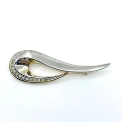 pierre cardin　ピエール　カルダン  ブローチ　シルバー×ゴールド　ラインストーン　羽デザインのサムネイル