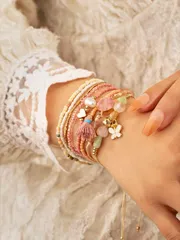 ジュエリー レディース ブレスレット セット 8ピース タッセル & バタフライチャーム ビーズブレスレット