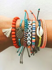 ジュエリー レディース ブレスレット セット  7ピース 文字詳細 ビーズデコレーション ブレスレット