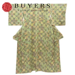 【中古】 小紋 正絹 マルチカラー ネイビー 古布 和装 呉服 和服 きもの レディース 女性