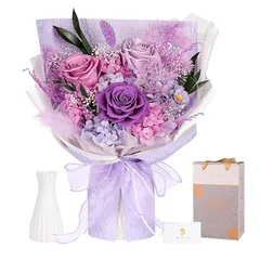 【新品】 プリザーブドフラワー 母の日 紫色 花束 3本薔薇 香りあり 枯れない花 誕生日 記念日 女性 母 プレゼント 長寿 退職 お祝い 贈答 人気 ブーケ 敬老の日 ギフト 1