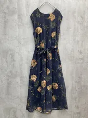 Ameri アメリ 花柄 ノースリーブ ワンピース sizeM/濃紺 ■◆◎レディース