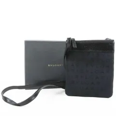 【超美品】BVLGARI ブルガリ キャンバス ショルダーバッグ ロゴマニア 小物入れ ブランド鞄【UI92】