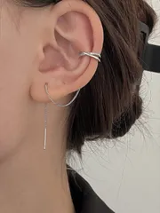 ジュエリー レディース イヤーアクセサリー  女性用 ミニマリスト エクストラロング ダングルイヤーカフ 1ペア、パーティーや日常着に合うファッションジュエリー