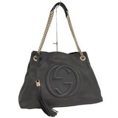 GUCCI GGロゴ チェーンショルダーバッグ メタリックシルバー (S116 