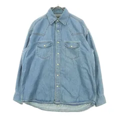 BEAMS LIGHTS ビームスライツ 長袖 デニム ウエスタンシャツ S ブルー メンズ 古着