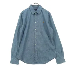 POLO RALPH LAUREN ポロ ラルフローレン ワンポイントロゴ 長袖 シャンブレーシャツ 8 ライトブルー CLASSIC FIT メンズ 古着