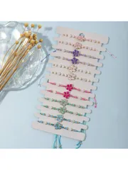 ジュエリー レディース ブレスレット セット 12個セット ファッション魅力的なビーチスタイル フローラルブレスレット、合金人工クリスタル調節可能なブレスレット、女性と女の子に適しています。日常、旅行、サイクリング