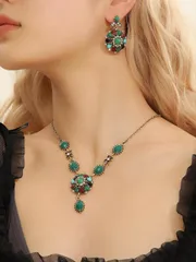 ジュエリー レディース セット 3 ピース/セット華やかなラインストーン色のラウンド装飾ジュエリーセット女性のための宴会