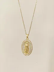 ジュエリー レディース ネックレス 1個 ヴィンテージ ラインストーンデコレーション 楕円形 女性用 用 祭り ペンダントネックレス