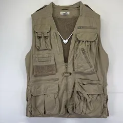 古着 バナナリパブリック Banana Republic ベスト サファリベスト ジップフライ フィッシング 多ポケ L  ベージュ系 無地 メンズのサムネイル