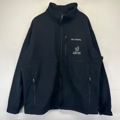 古着 コロンビア Columbia ジャケット フルジップ シェル ワンポイントロゴ刺繍 企業ロゴ アウトドア 2XL  ブラック系 メンズ