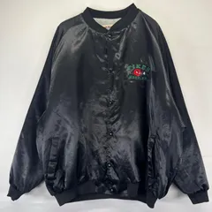 古着 90's/90年代 ウエストアーク WEST ARK USA製 ジャケット ナイロンスタジャン 両面刺繍 バックロゴ サテン 中綿 3XL  ブラック系 メンズ
