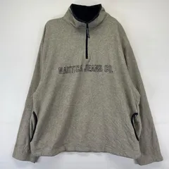 古着 ノーティカ NAUTICA フリース スウェット ハーフジップ プルオーバー 大きいサイズ ロゴ刺繍 2XL  グレー系 メンズ