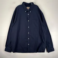 古着 ブルックスブラザーズ Brooks Brothers 長袖シャツ ボタンダウン 2XL  ネイビー系 無地 メンズ