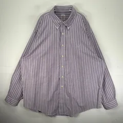 古着 ブルックスブラザーズ Brooks Brothers 長袖シャツ ボタンダウン ワンポイント 2XL  パープル系 ストライプ メンズ