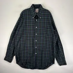 古着 ブルックスブラザーズ Brooks Brothers 長袖シャツ ボタンダウン 胸ポケット M  グリーン系 チェック メンズ