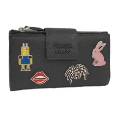 PRADA 二つ折り財布 レザー ブラック 1ML005