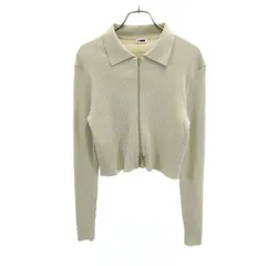 H BEAUTY&YOUTH エイチ ビューティーアンドユース 長袖 リブ ニットカーディガン グレージュ ユナイテッドアローズ レディース 古着