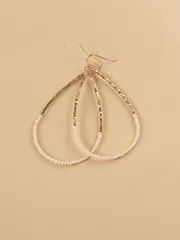 ジュエリー レディース イヤーアクセサリー  丸いフープ型ビジュー入りピアス キラキララインストーン ハンドメイド 真鍮製