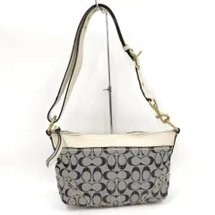 COACH ワンショルダーバッグ シグネチャー キャンバス レザー アイボリー ネイビー系 F10561