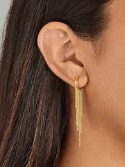 ジュエリー レディース イヤーアクセサリー 925スターリングシルバーソリッドチェーンタッセルドロップフープピアス、女性用パーティージュエリーファインピアス、ウェディングエンゲージメントブライダルジュエリーホリデー