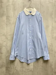 POLO RALPH LAUREN ポロ ラルフローレン CLUB CUSTOM FIT 丸襟 ストライプ 長袖 シャツ sizeM/水色 ■◇メンズ