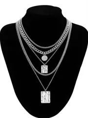 ジュエリー レディース ネックレス セット 6個セット レディース 亜鉛合金 パーソナライズ レイヤードチェーンネックレスセット 甘くてクールな幾何学ペンダントネックレスセット