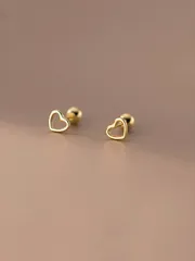 ジュエリー レディース イヤーアクセサリー  1ペア デリケートなユニークデザイン ホロウハート イヤースタッド、ネジバック イヤーカフ