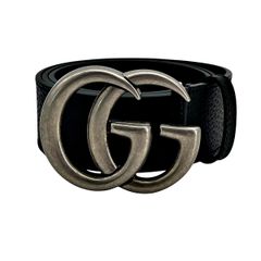 [Used] GUCCI GG Marmont Buckle Belt 406831 Logo Black Silver Size 85 Men's Belt 23015108MY