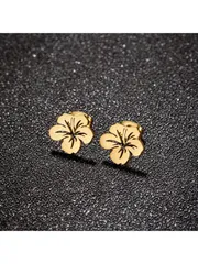 ジュエリー レディース イヤーアクセサリー 韓国スタイル かわいい小さな花モチーフ ステンレススチール製スタッドピアス 1ペア レディース スウィート 声明 スプレーペイント メタル製花のピアス パーティー バース