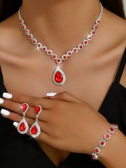 Women's Jewelry Set: A fashionable women's jewelry set including a necklace, earrings, and bracelet.