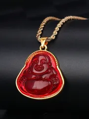 ジュエリー メンズ ネックレス 1pc ファッションゴールドトーン仏ペンダント女性のファッションネックレス 18  ゴールドメッキチェーン付き日常着